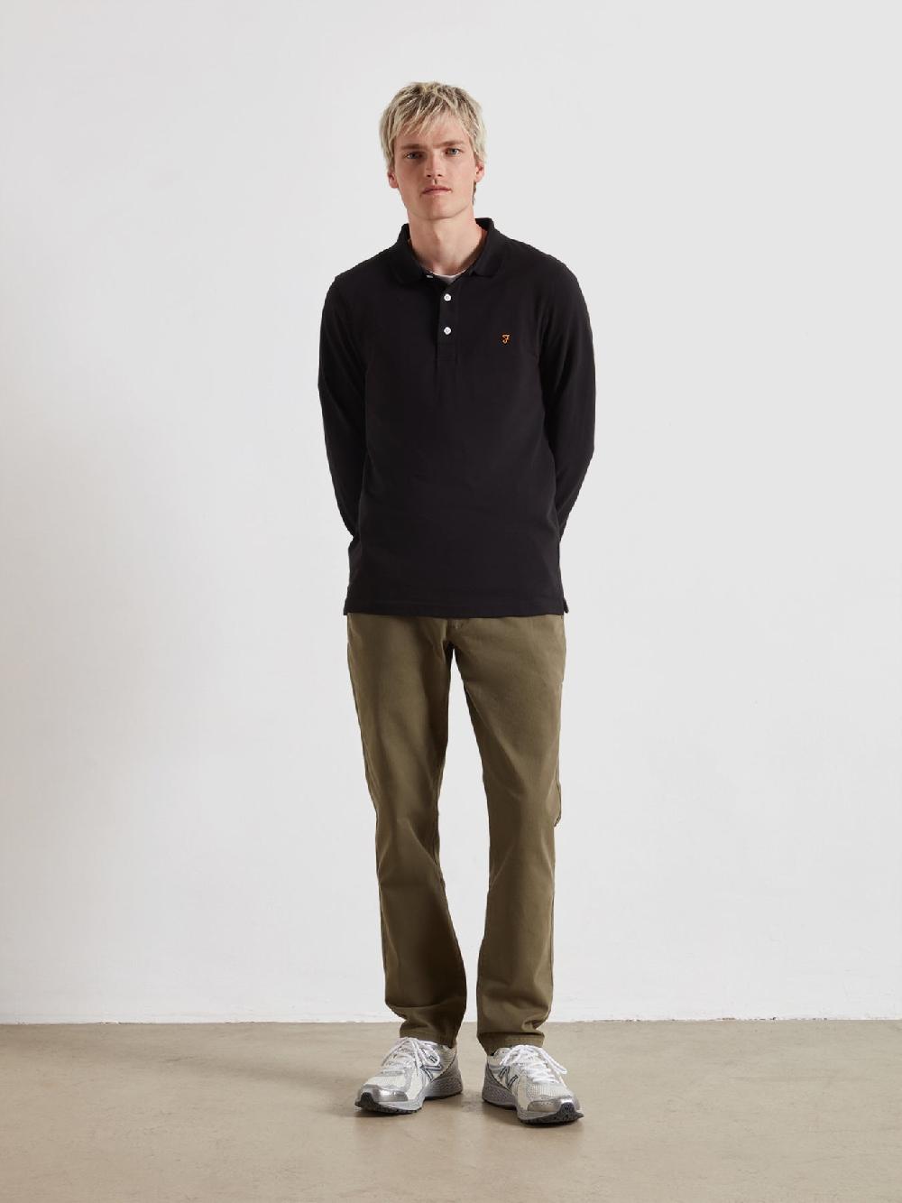 Farah Blanes Long Sleeve Polo Shirt In Black