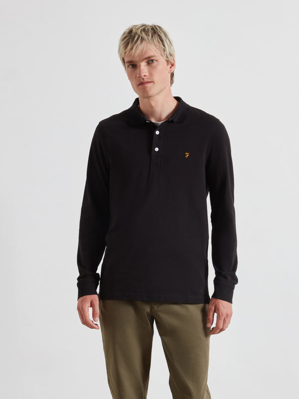 farah Blanes Long Sleeve Polo Shirt In Black