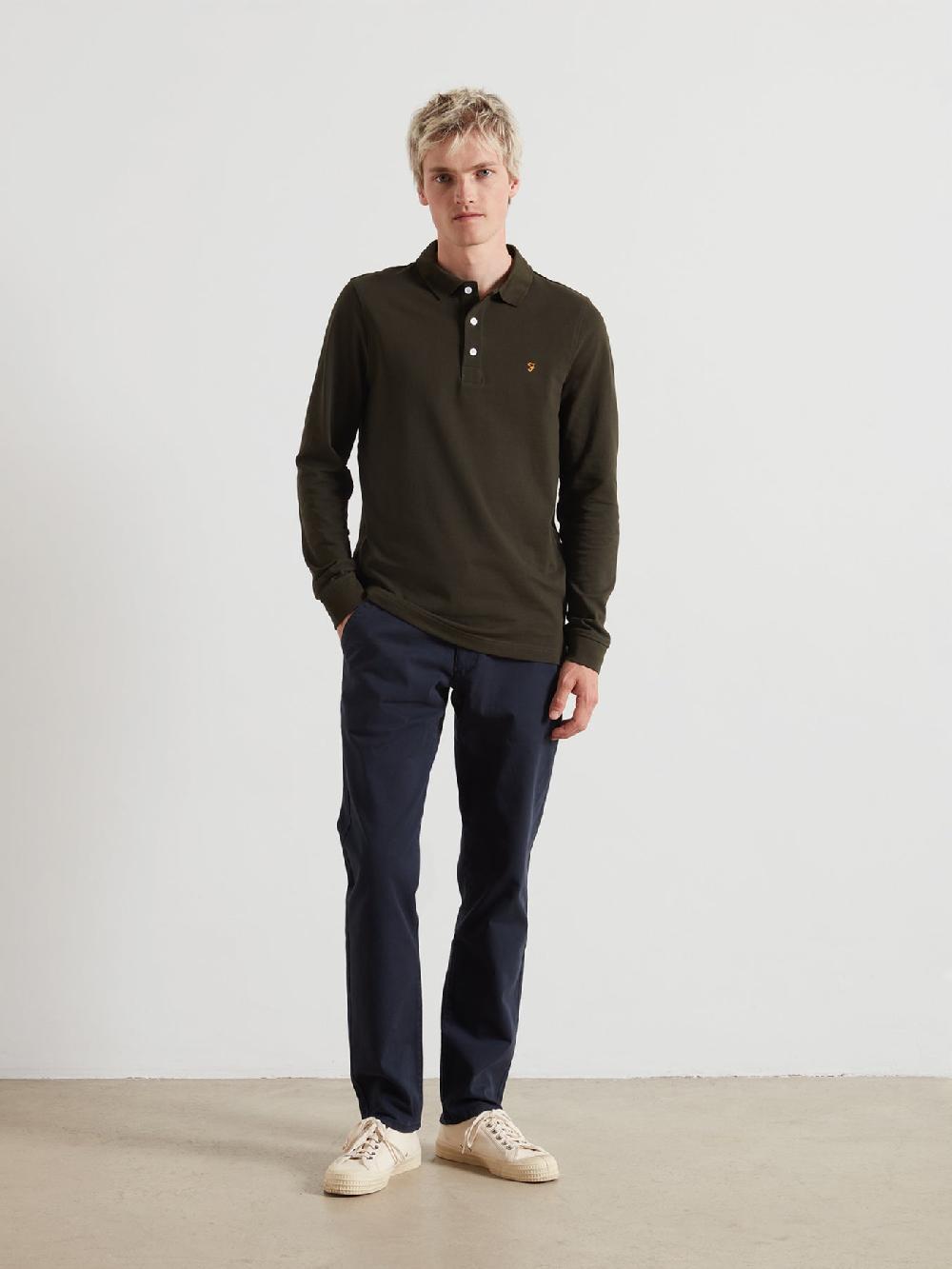 Farah Blanes Long Sleeve Polo Shirt In Evergreen