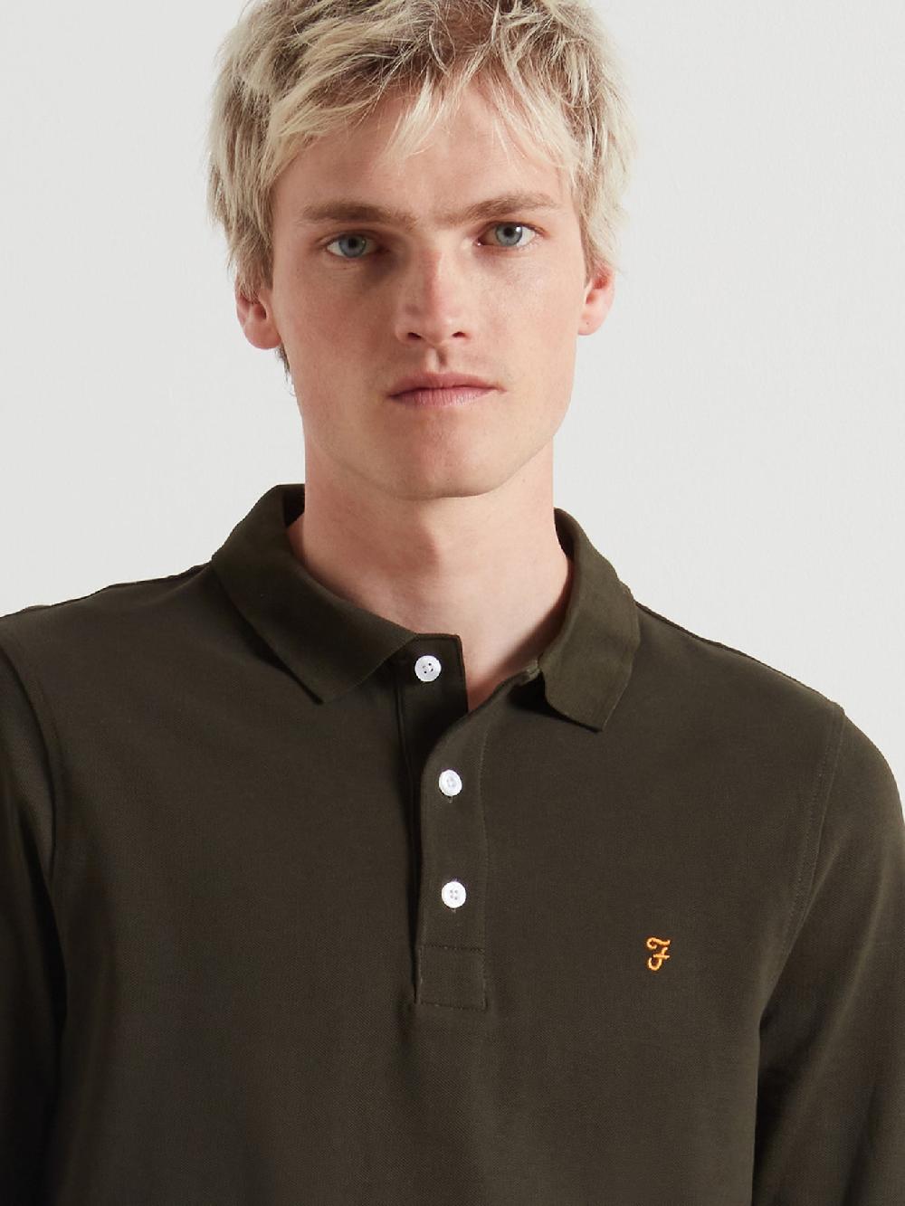 Farah Blanes Long Sleeve Polo Shirt In Evergreen