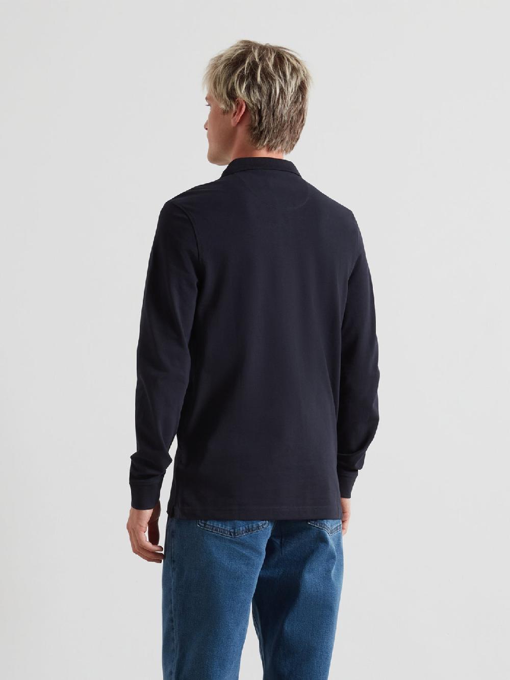 Farah Blanes Long Sleeve Polo Shirt In True Navy