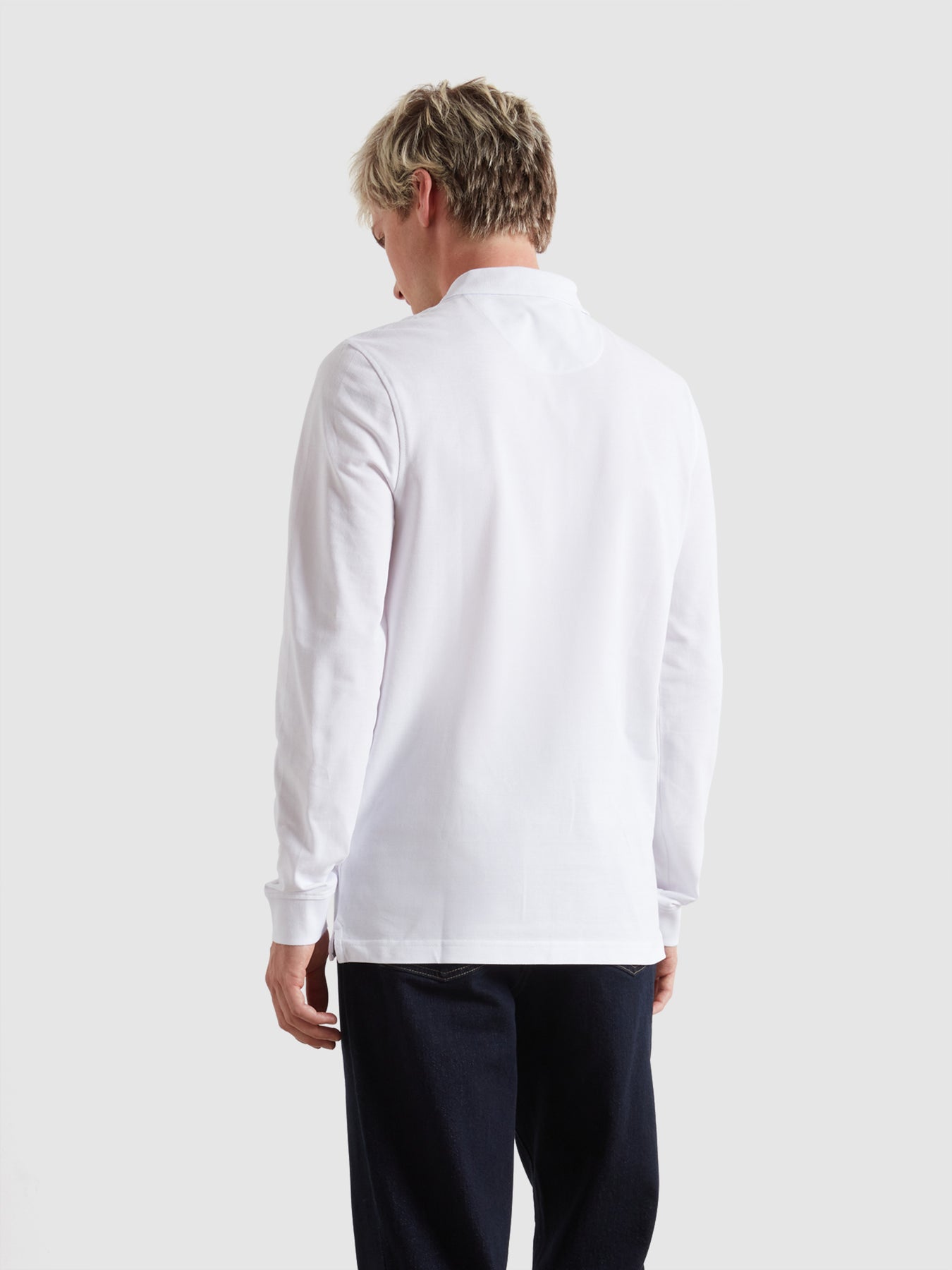 Farah Blanes Long Sleeve Polo Shirt In White