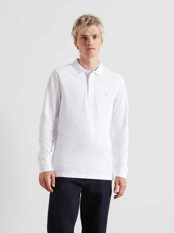 farah Blanes Long Sleeve Polo Shirt In White
