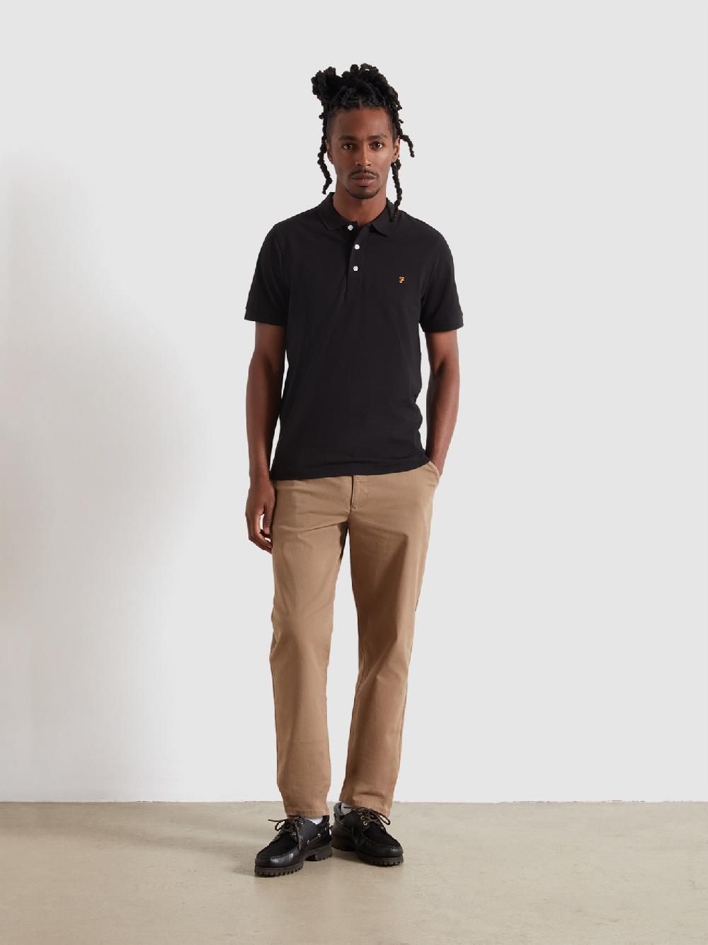 Farah Blanes Organic Cotton Polo Shirt In Black