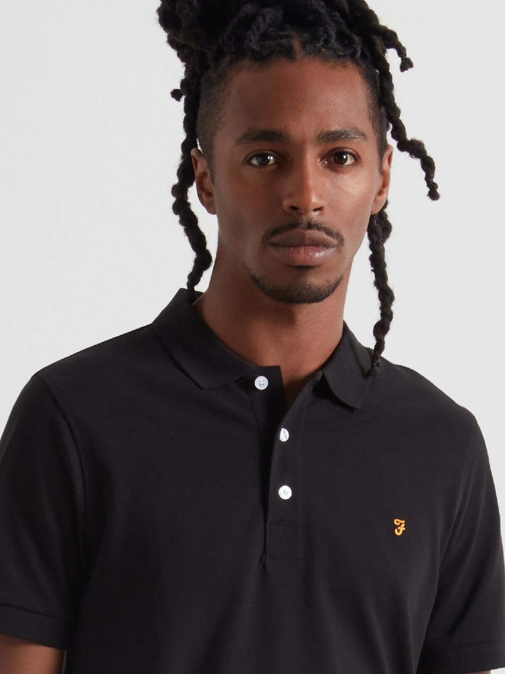 Farah Blanes Organic Cotton Polo Shirt In Black