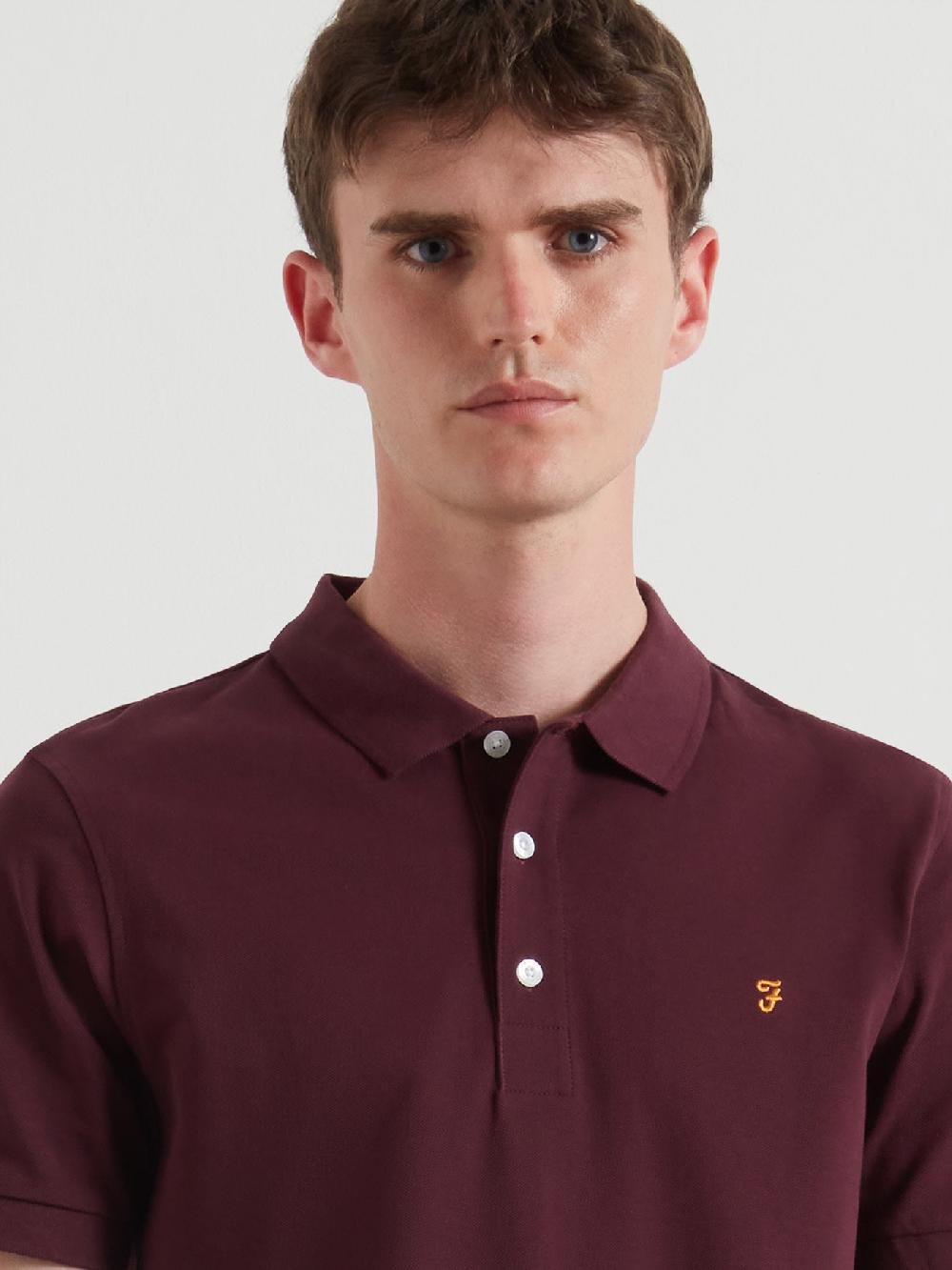 Farah Blanes Organic Cotton Polo Shirt In Bordeaux
