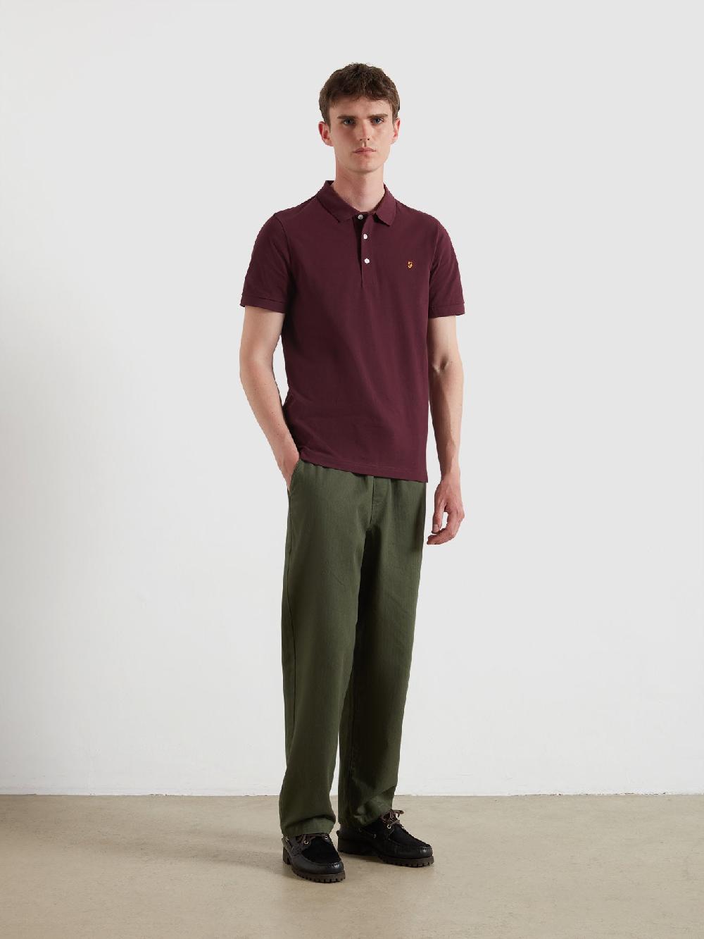 Farah Blanes Organic Cotton Polo Shirt In Bordeaux