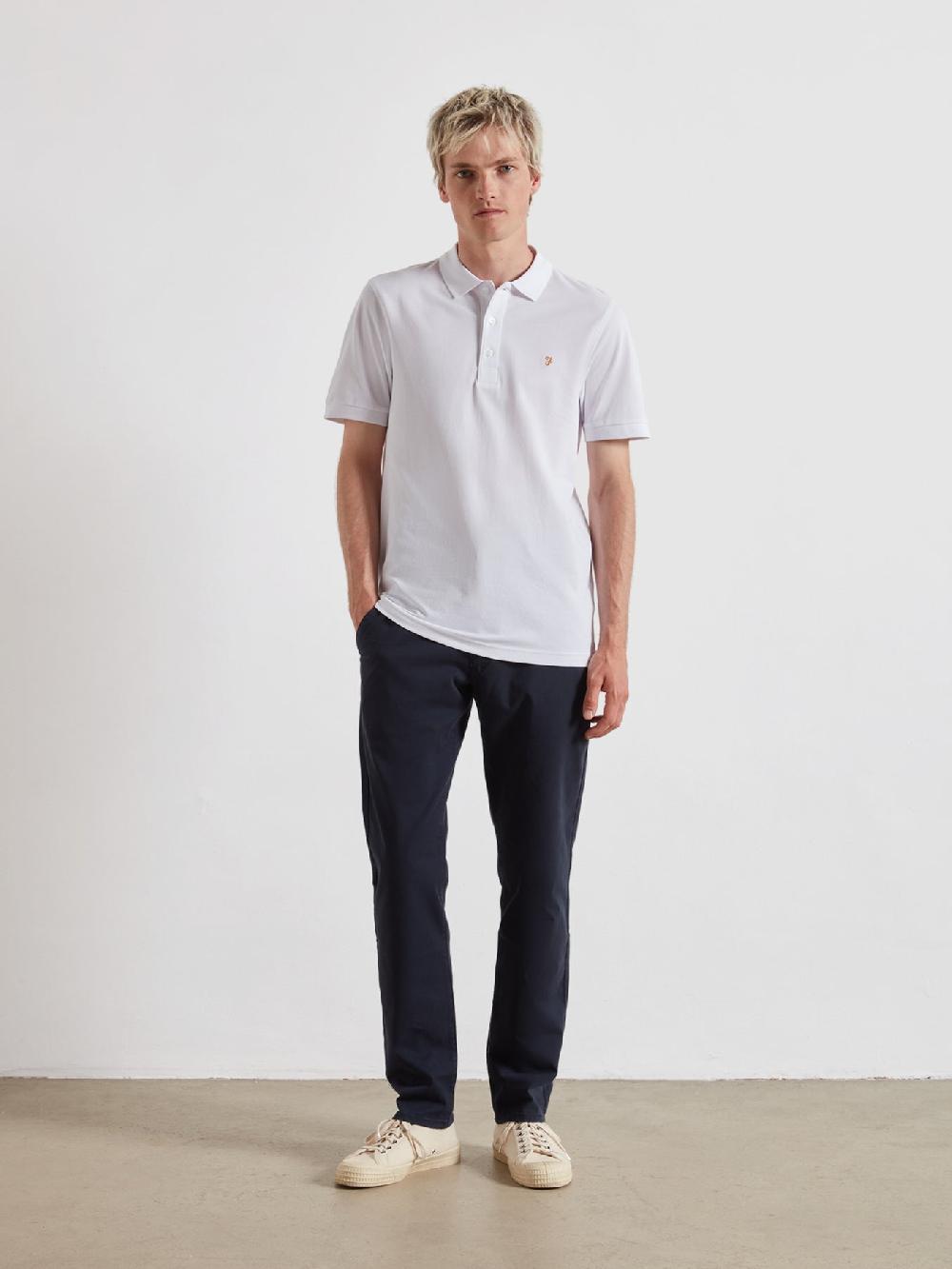 Farah Blanes Organic Cotton Polo Shirt In White