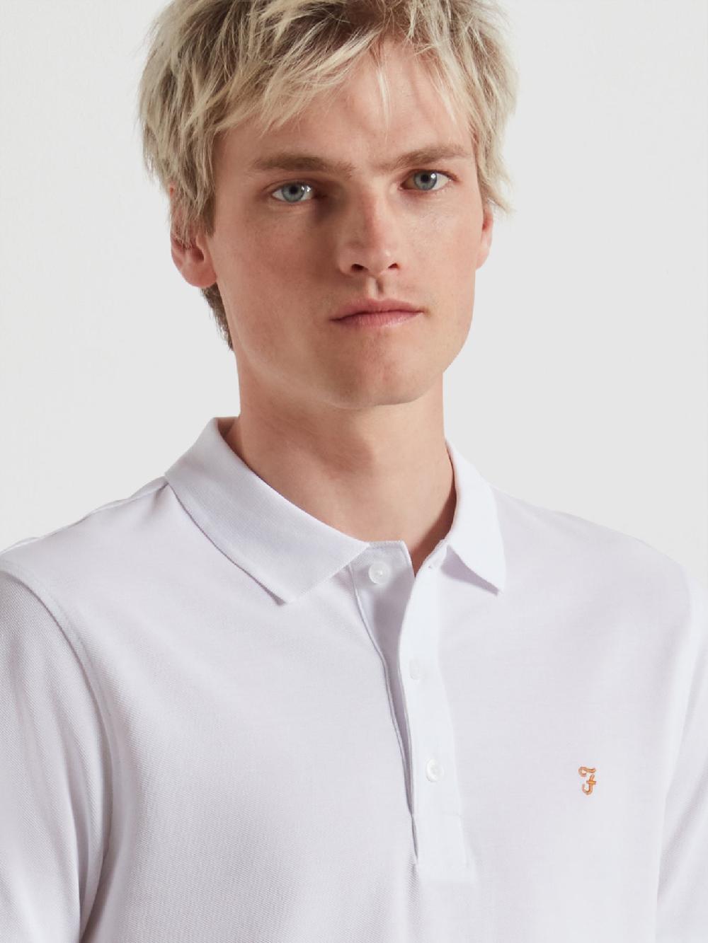 Farah Blanes Organic Cotton Polo Shirt In White