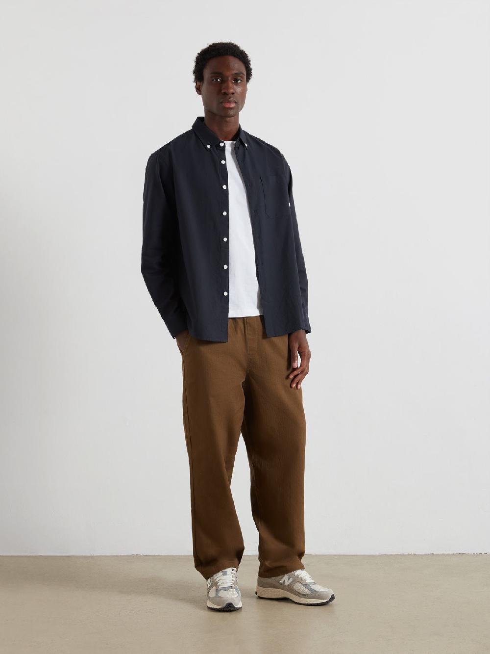 Farah Brewer Box Fit Oxford Shirt In True Navy