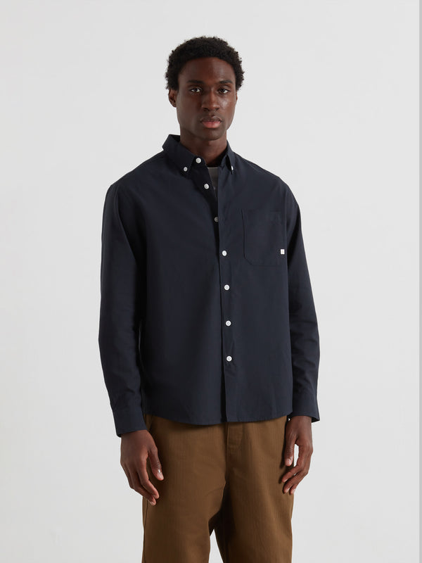 farah Brewer Box Fit Oxford Shirt In True Navy