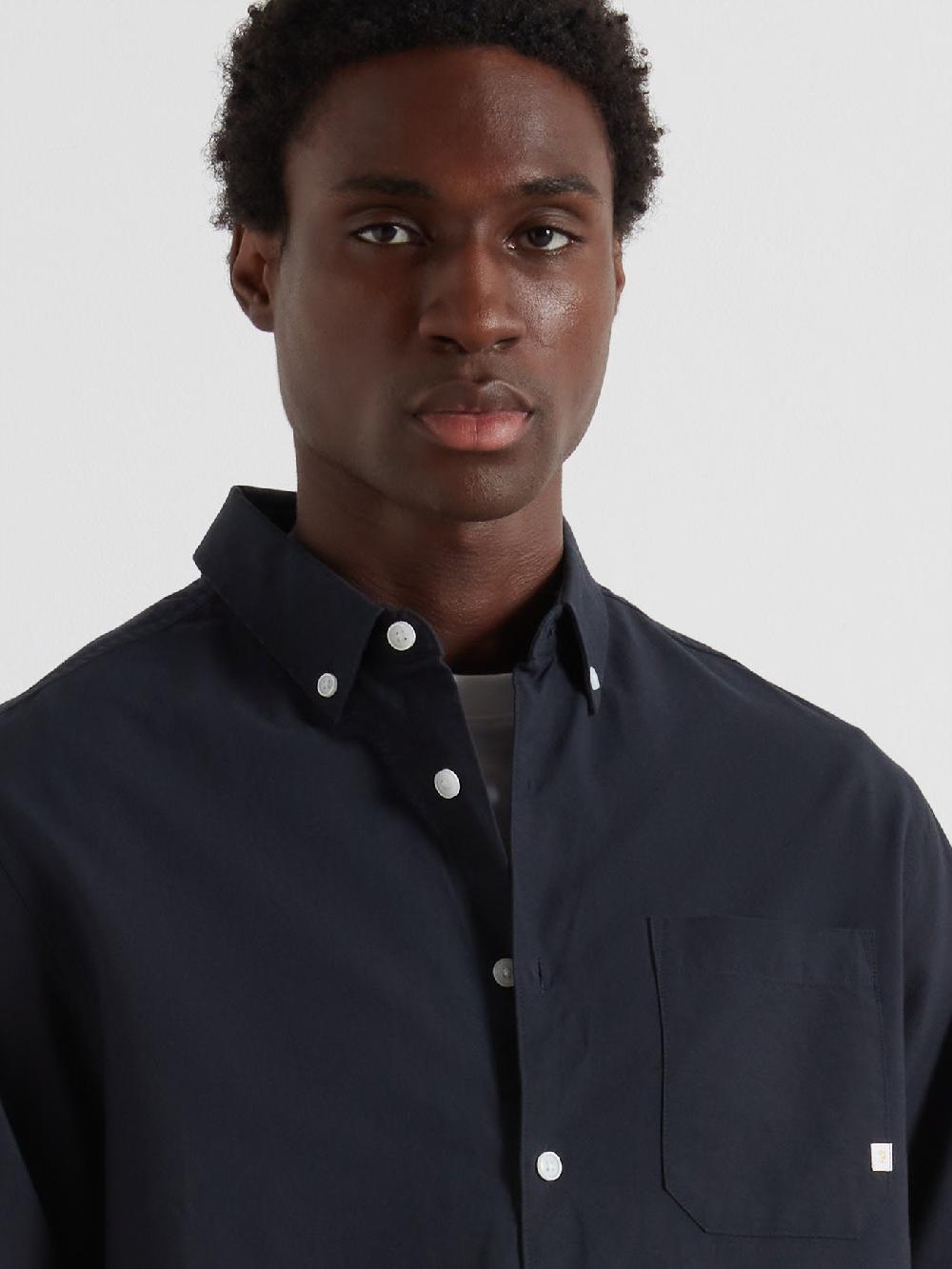Farah Brewer Box Fit Oxford Shirt In True Navy