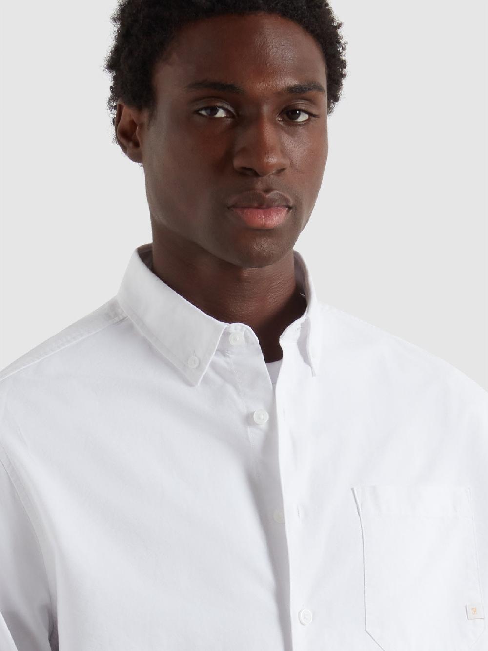 Farah Brewer Box Fit Oxford Shirt In White