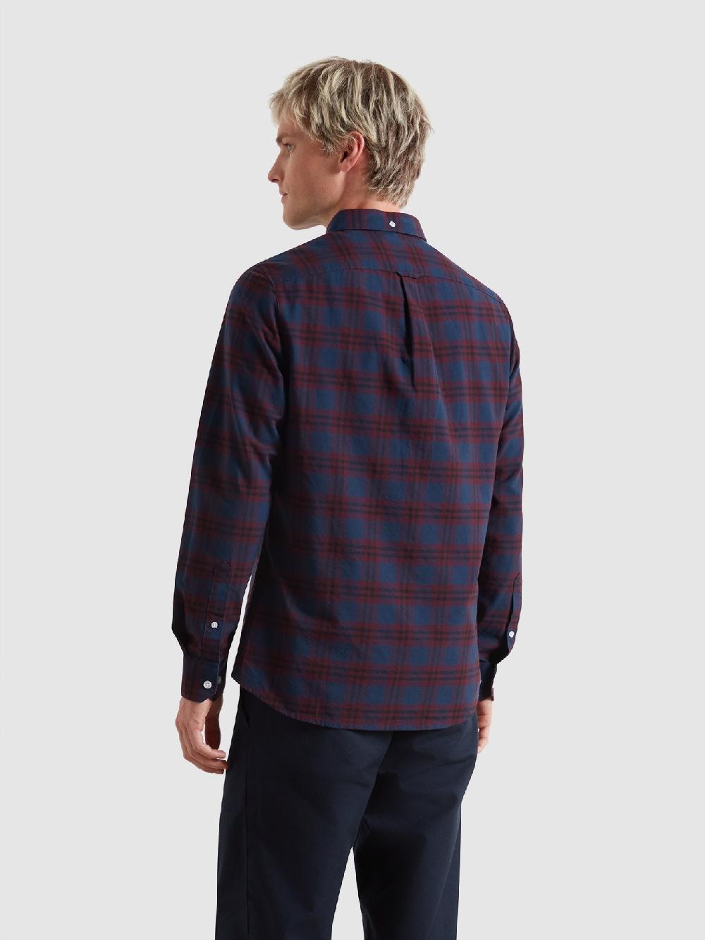 Farah Brewer Check Oxford Shirt In Bordeaux
