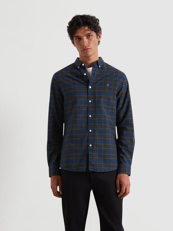 farah Brewer Check Oxford Shirt In Evergreen