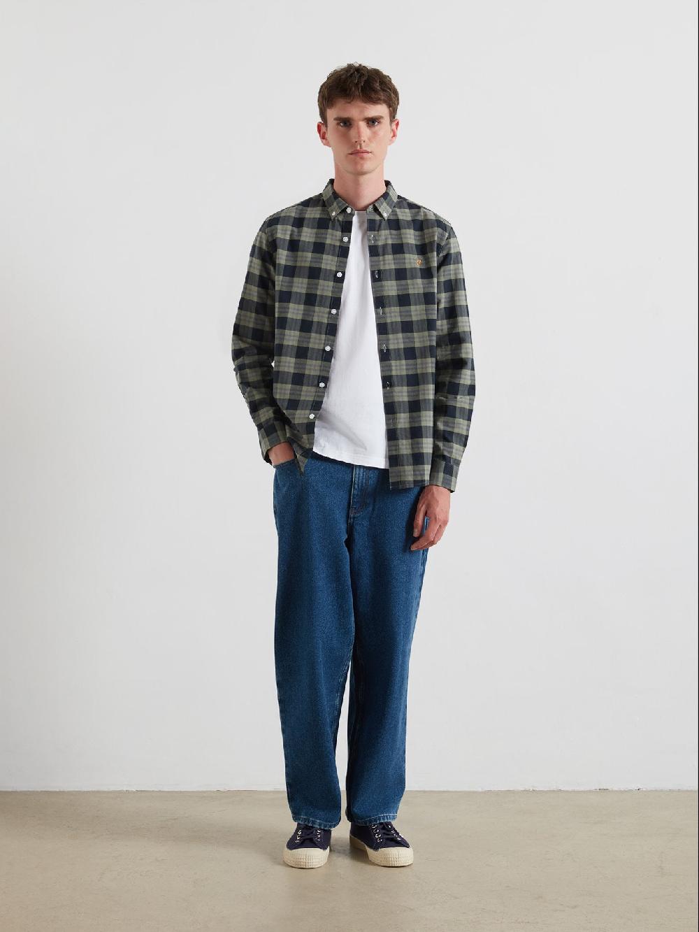 Farah Brewer Check Oxford Shirt In Tarragon Green