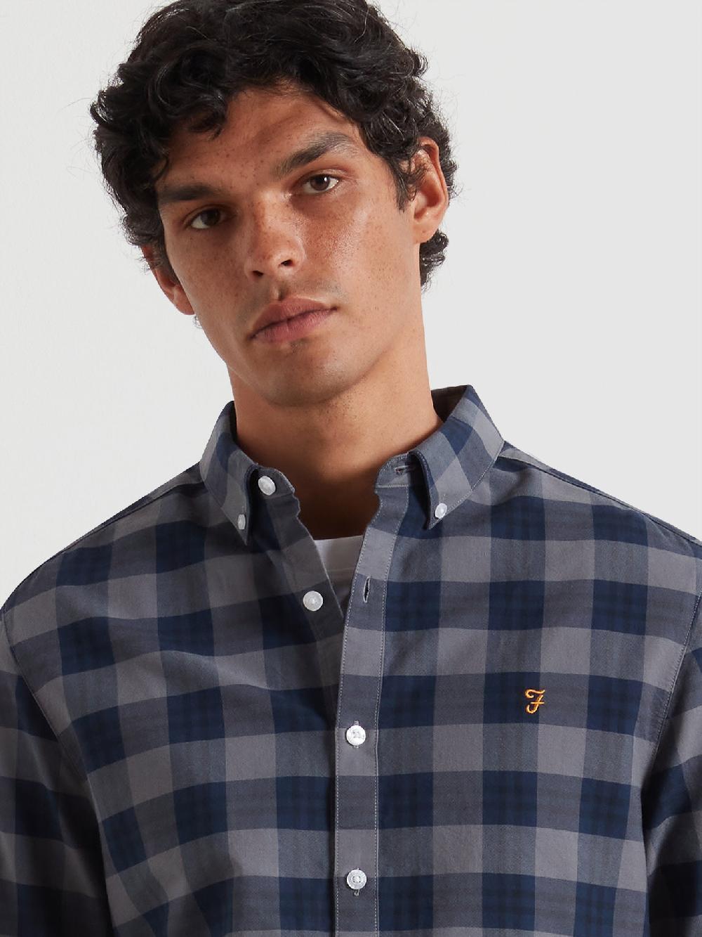 Farah Brewer Check Oxford Shirt In Yale
