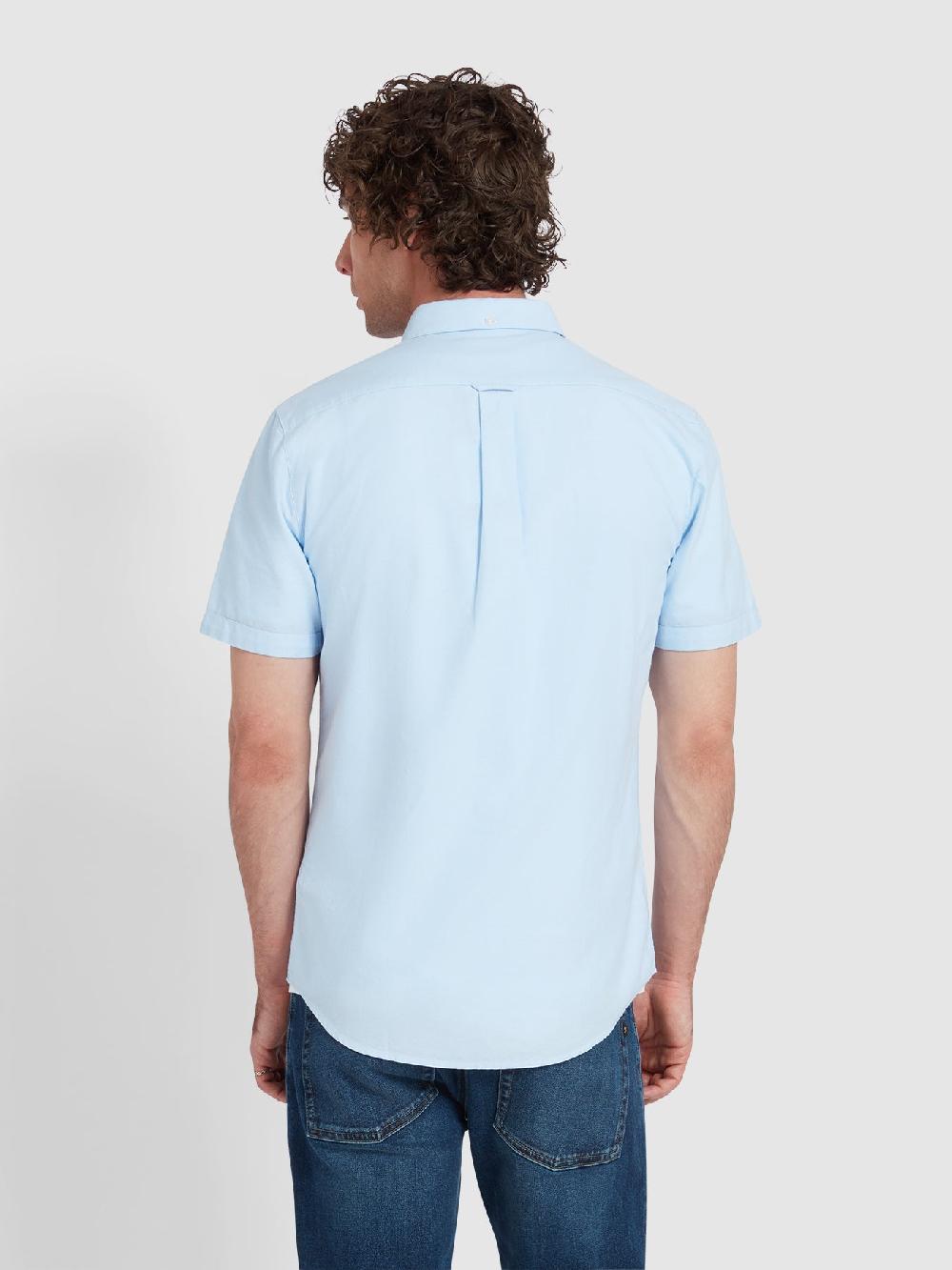 Farah Brewer Short Sleeve Oxford Shirt In Sky Blue