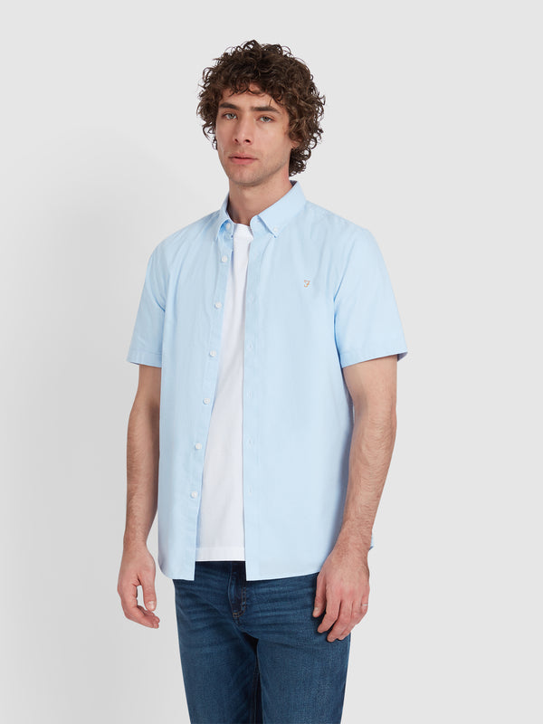 farah Brewer Short Sleeve Oxford Shirt In Sky Blue
