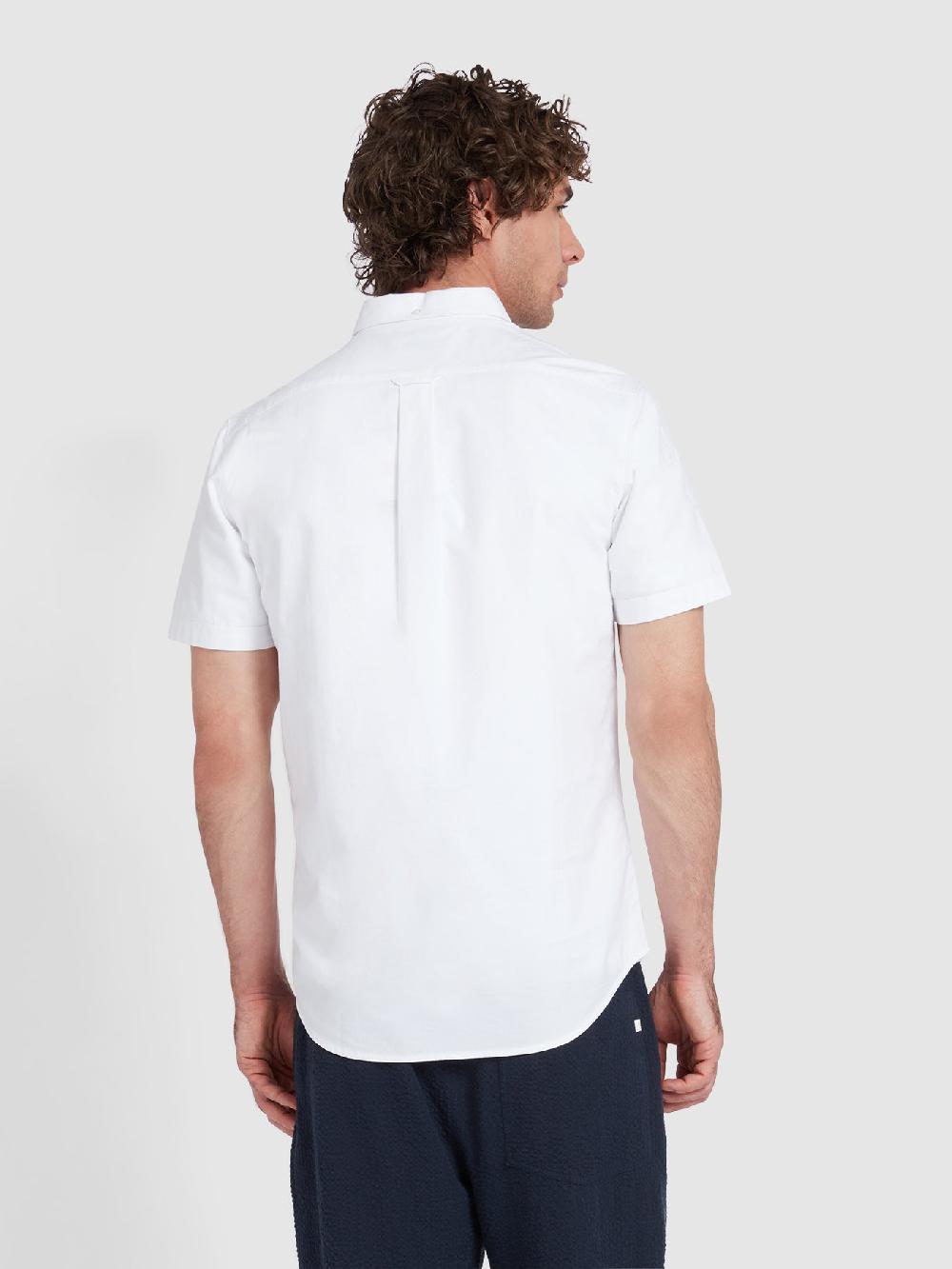 Farah Brewer Short Sleeve Oxford Shirt In White