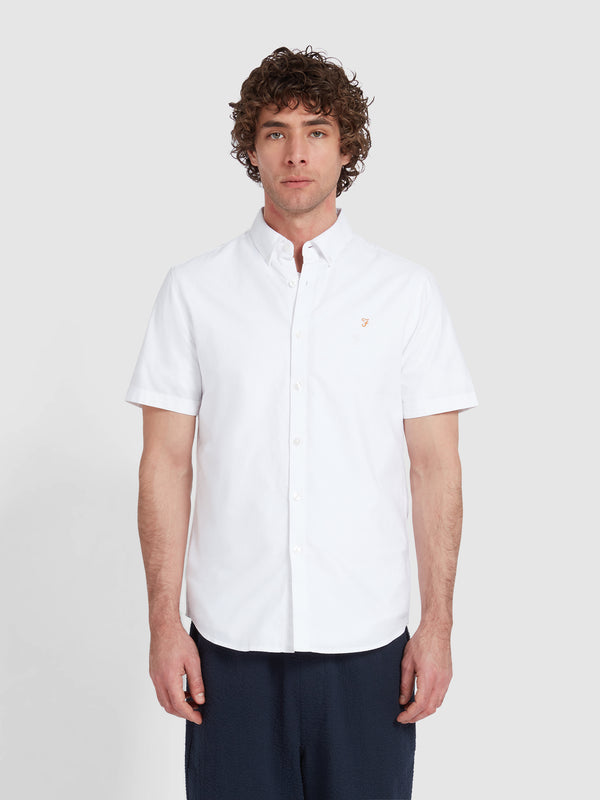 farah Brewer Short Sleeve Oxford Shirt In White