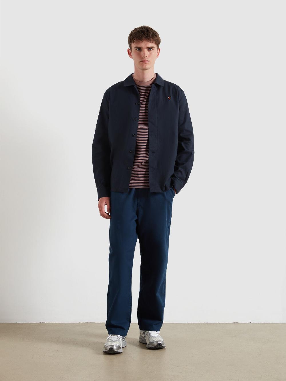 Farah Castle Stripe T-Shirt In Dusky Mauve