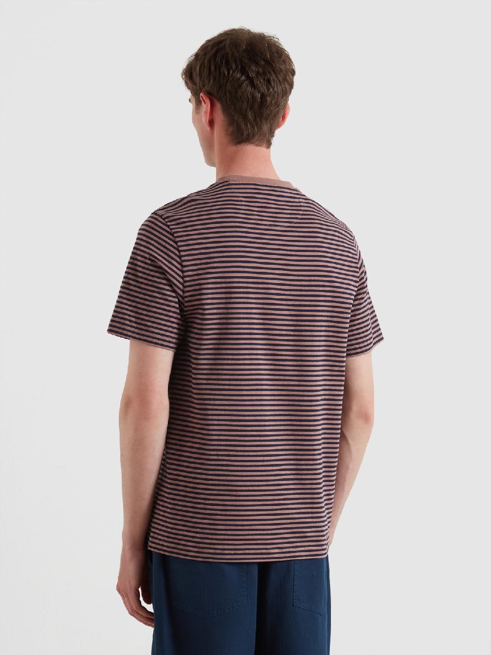 Farah Castle Stripe T-Shirt In Dusky Mauve