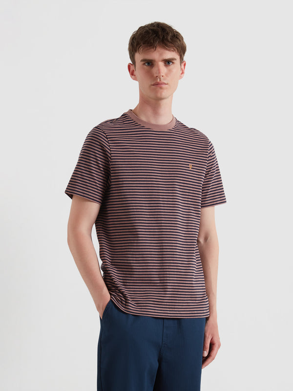 farah Castle Stripe T-Shirt In Dusky Mauve