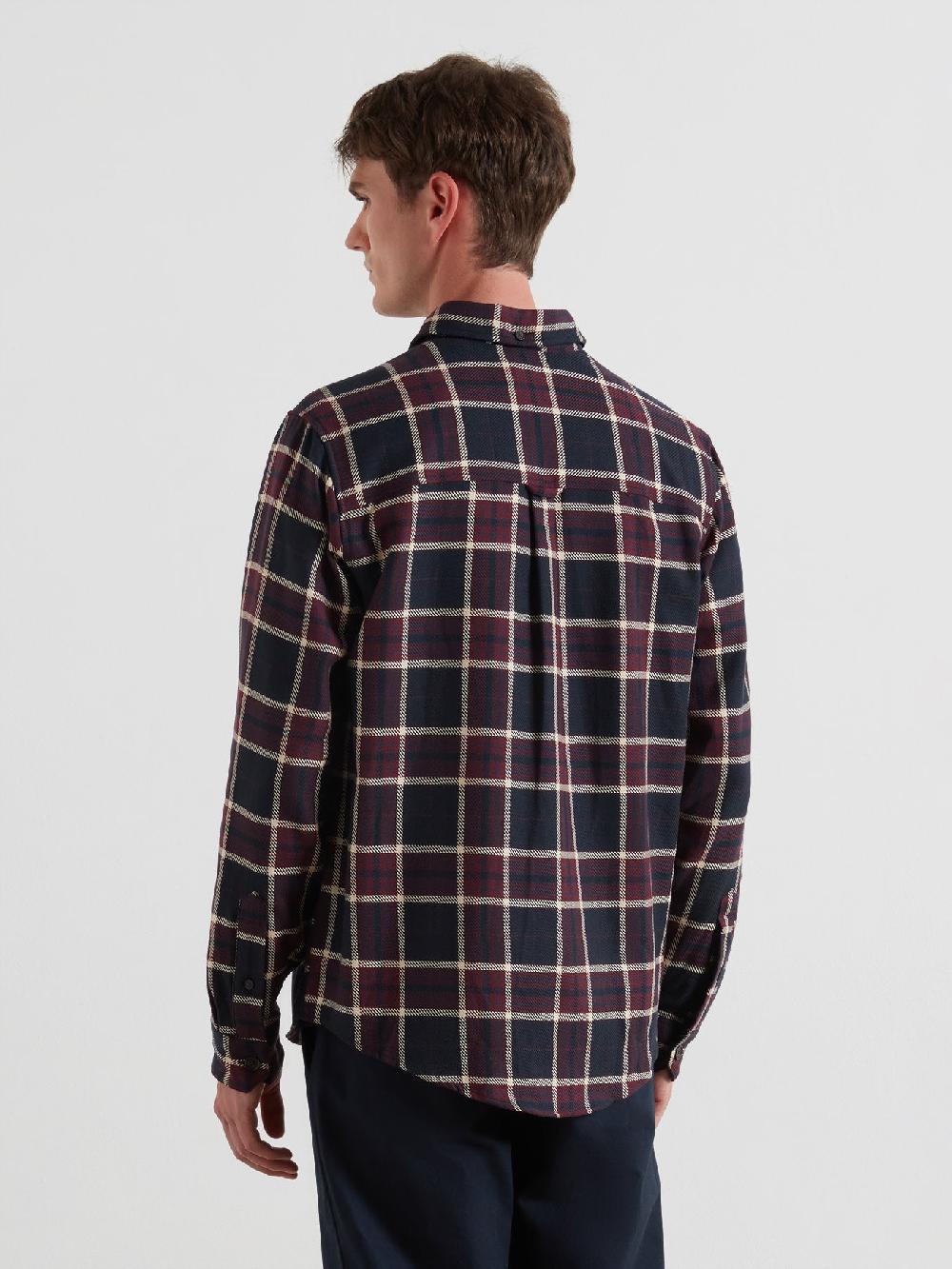 Farah Christian Check Overshirt In Bordeaux
