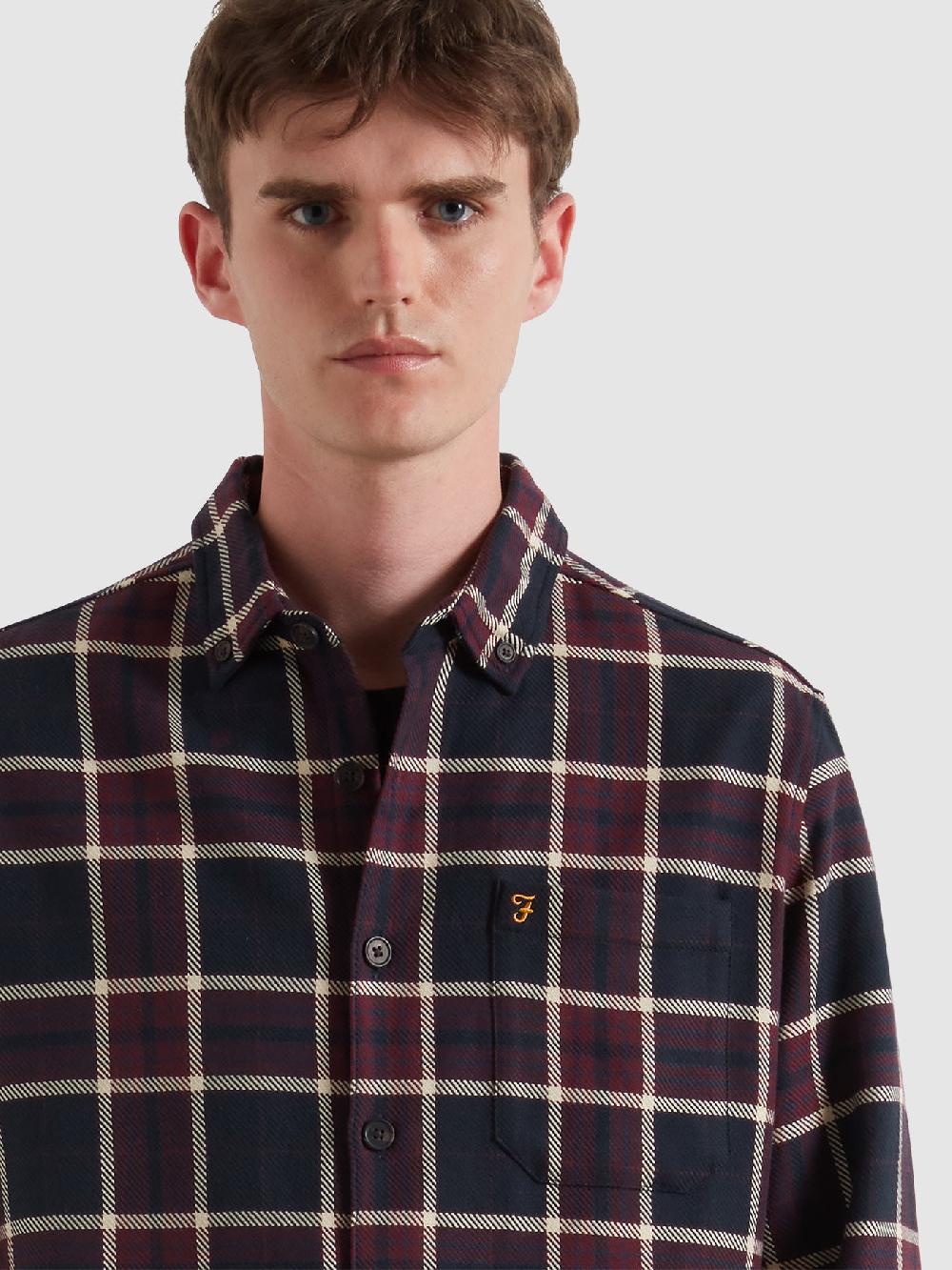 Farah Christian Check Overshirt In Bordeaux
