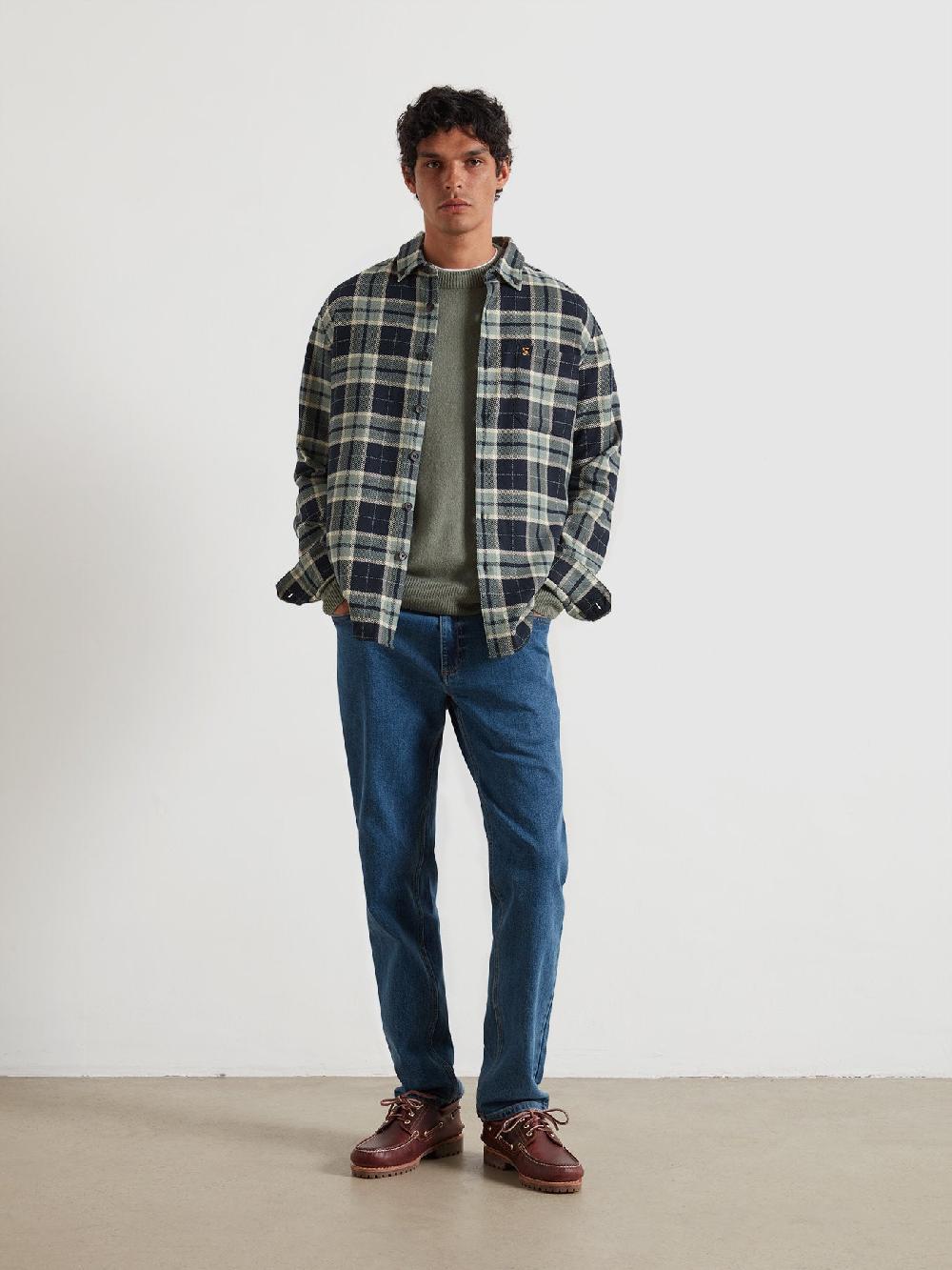 Farah Christian Check Overshirt In Tarragon Green