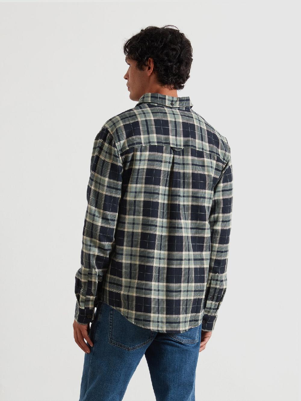 Farah Christian Check Overshirt In Tarragon Green