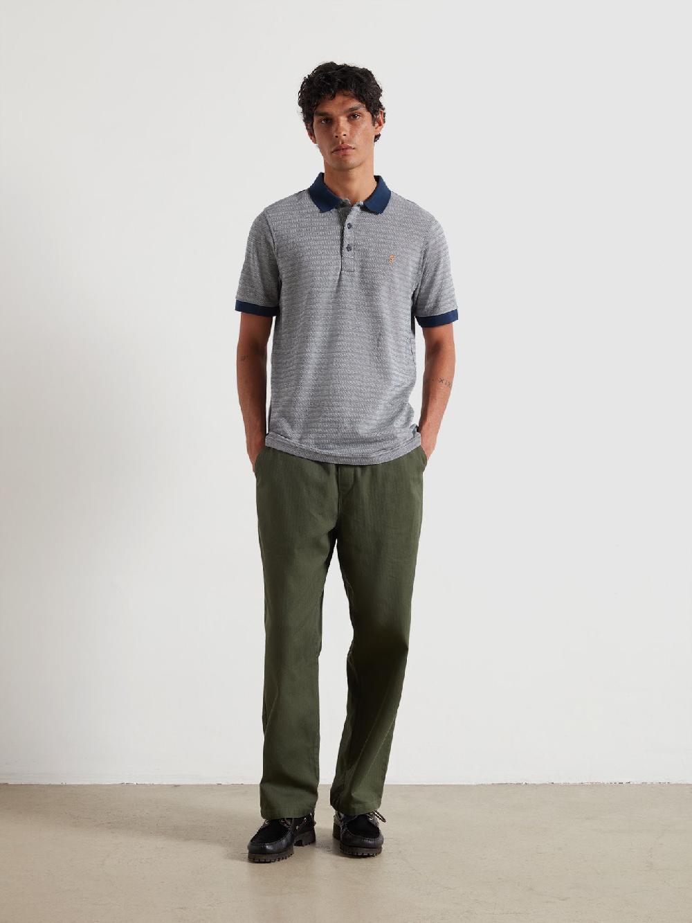 Farah Cotham Jacquard Polo Shirt In Yale