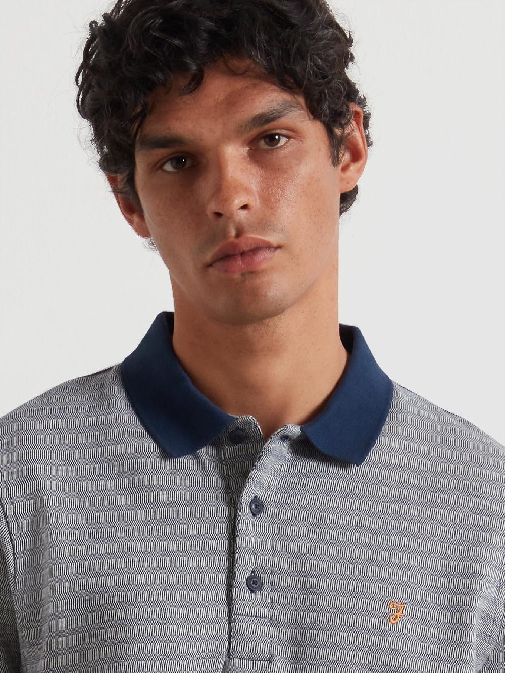 Farah Cotham Jacquard Polo Shirt In Yale