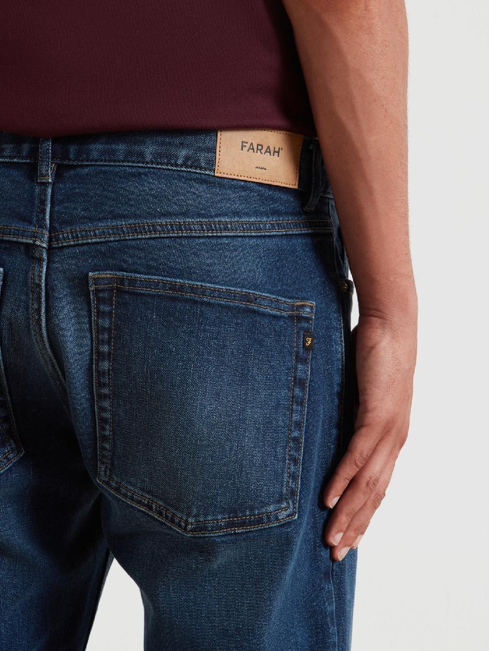 Farah Elm Slim Fit Jeans In Worn Rinse