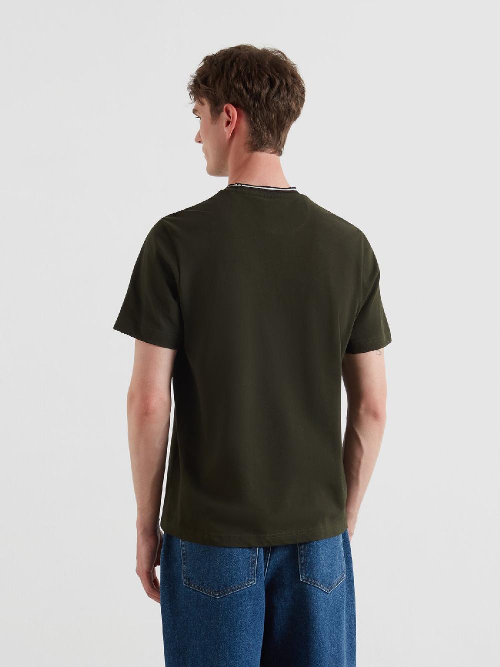 Farah Elton Tipped Pique T-Shirt In Evergreen