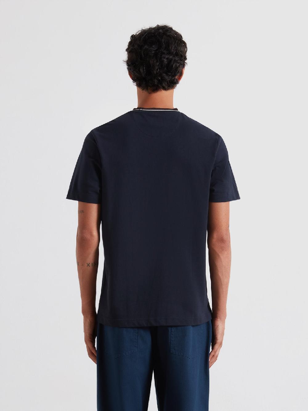 Farah Elton Tipped Pique T-Shirt In True Navy