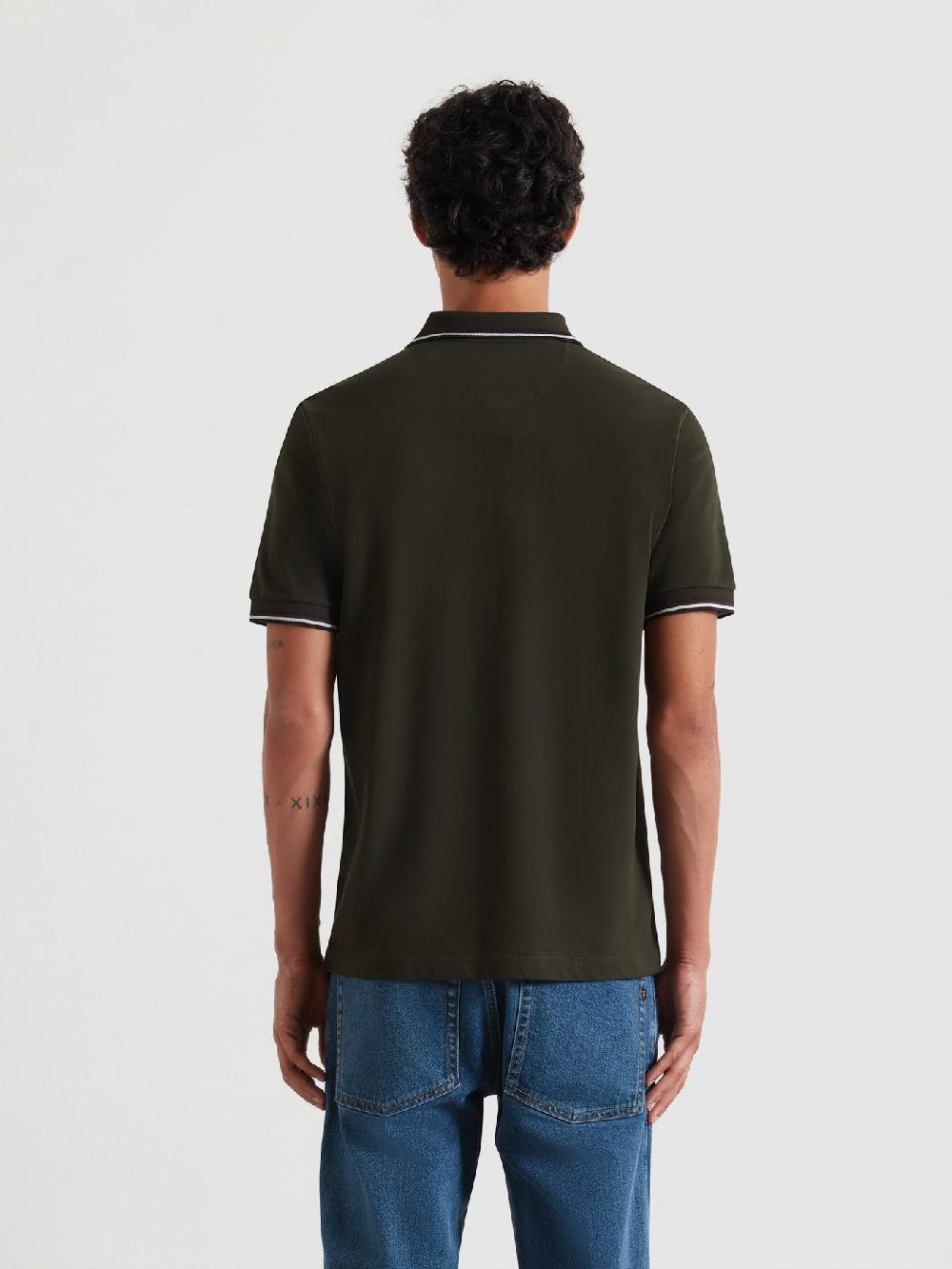 Farah Elton Tipped Polo Shirt In Evergreen