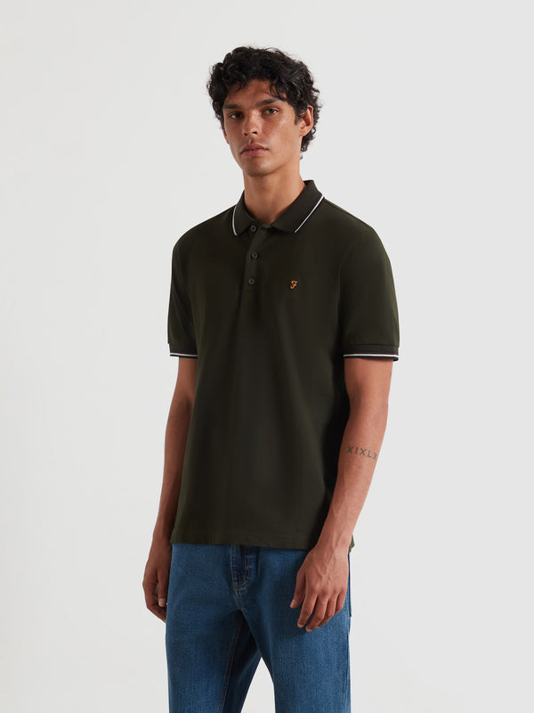 farah Elton Tipped Polo Shirt In Evergreen