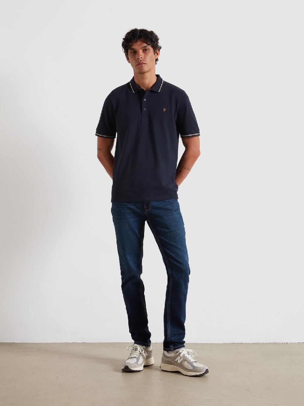 Farah Elton Tipped Polo Shirt In True Navy