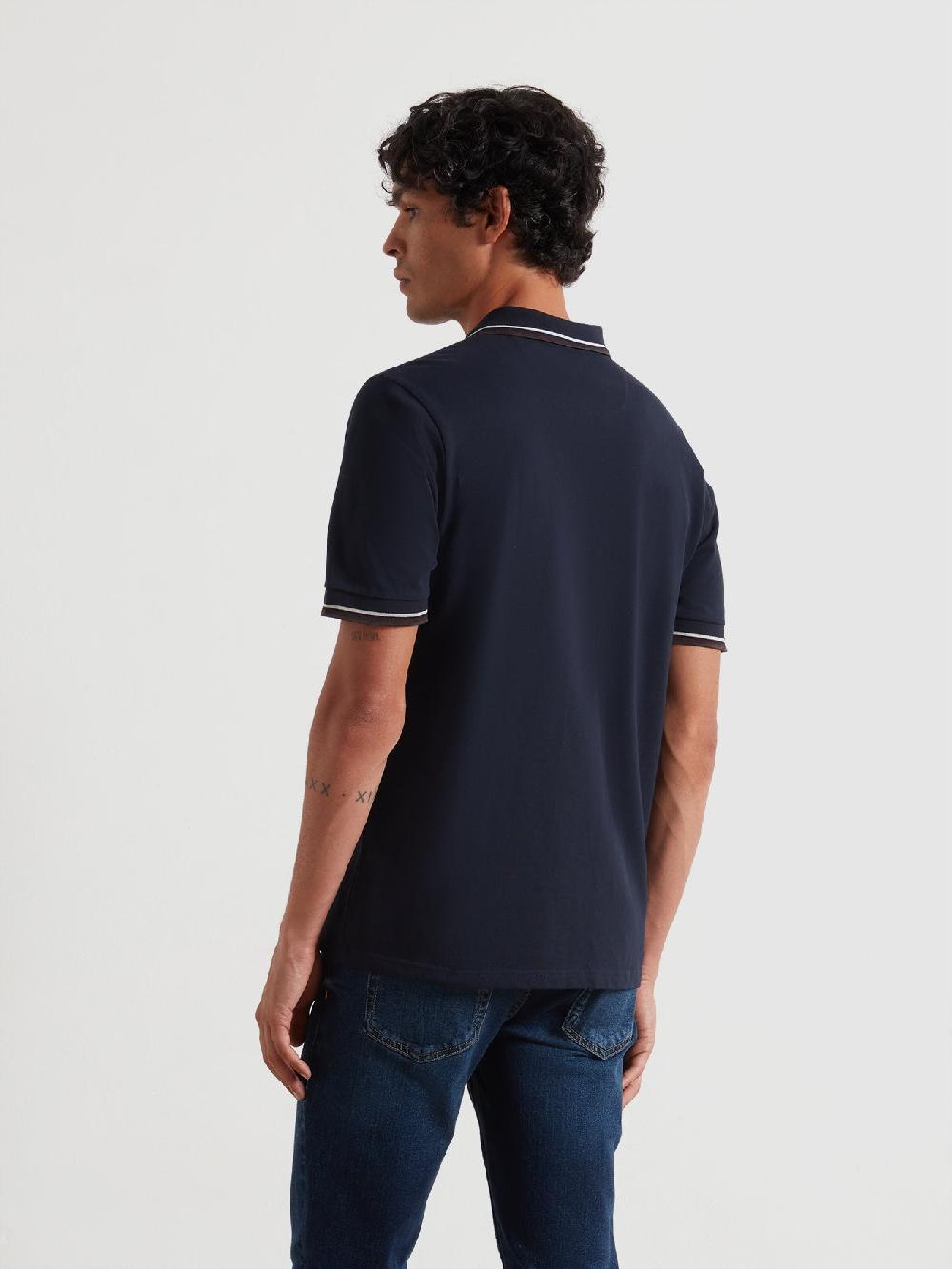 Farah Elton Tipped Polo Shirt In True Navy