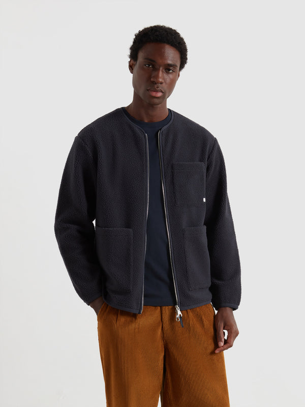 farah Fletcher Zip Through Fleece In True Navy