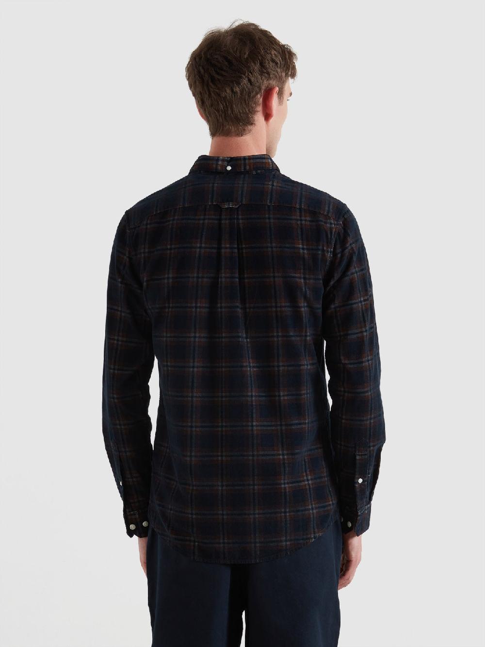 Farah Fontella Check Cord Shirt In Burnt Ochre