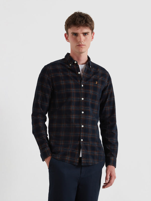 farah Fontella Check Cord Shirt In Burnt Ochre