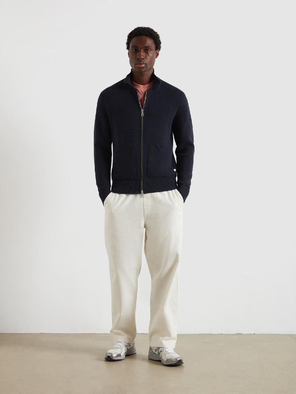 Farah Geller Zipped Cardigan In True Navy