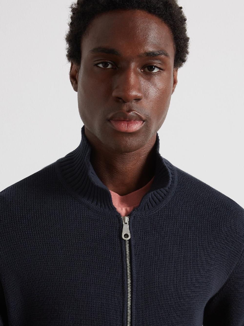 Farah Geller Zipped Cardigan In True Navy