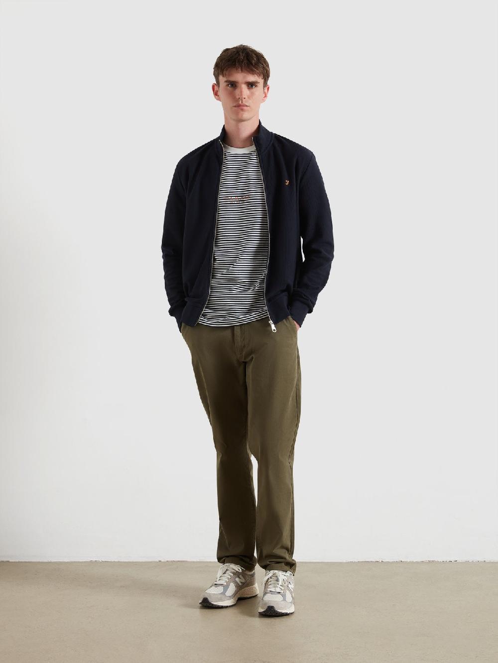 Farah Goldney Stripe T-Shirt In True Navy