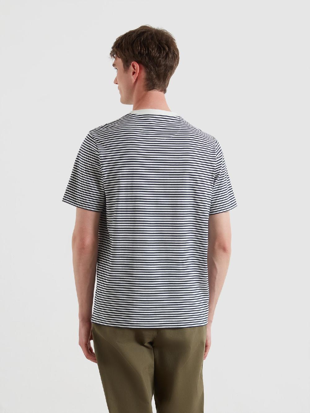 Farah Goldney Stripe T-Shirt In True Navy