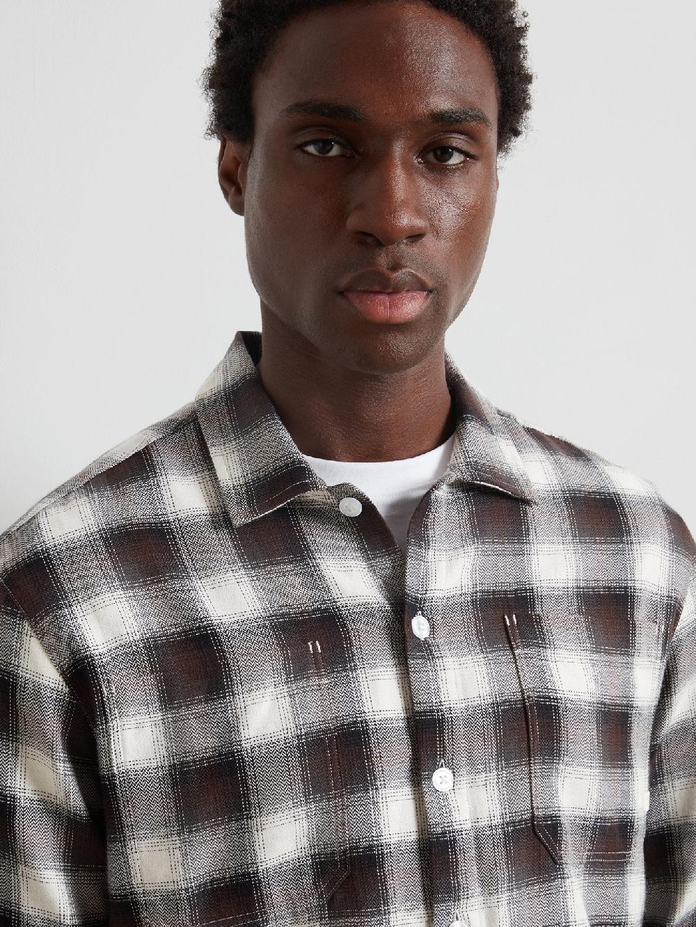 Farah Lavelle Check Overshirt In Black Brown