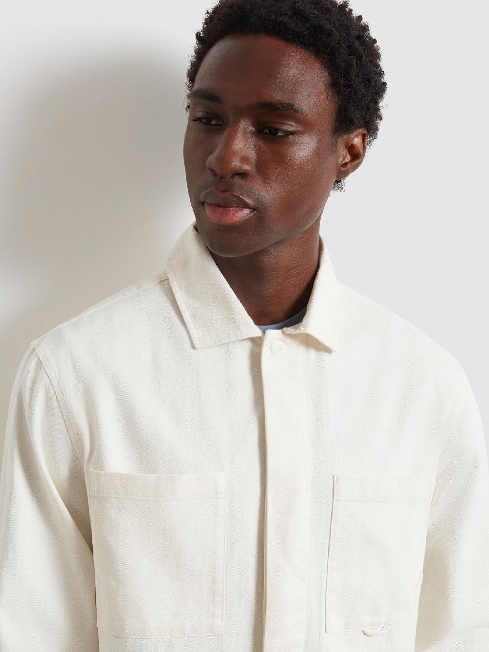 Farah Marshall Overshirt In Ecru